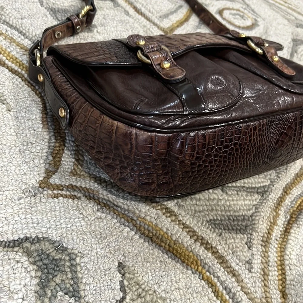 💕 Brahmin brown crocodile leather large crossbody bag 💕